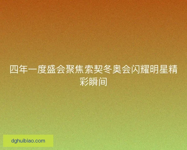 四年一度盛会聚焦索契冬奥会闪耀明星精彩瞬间